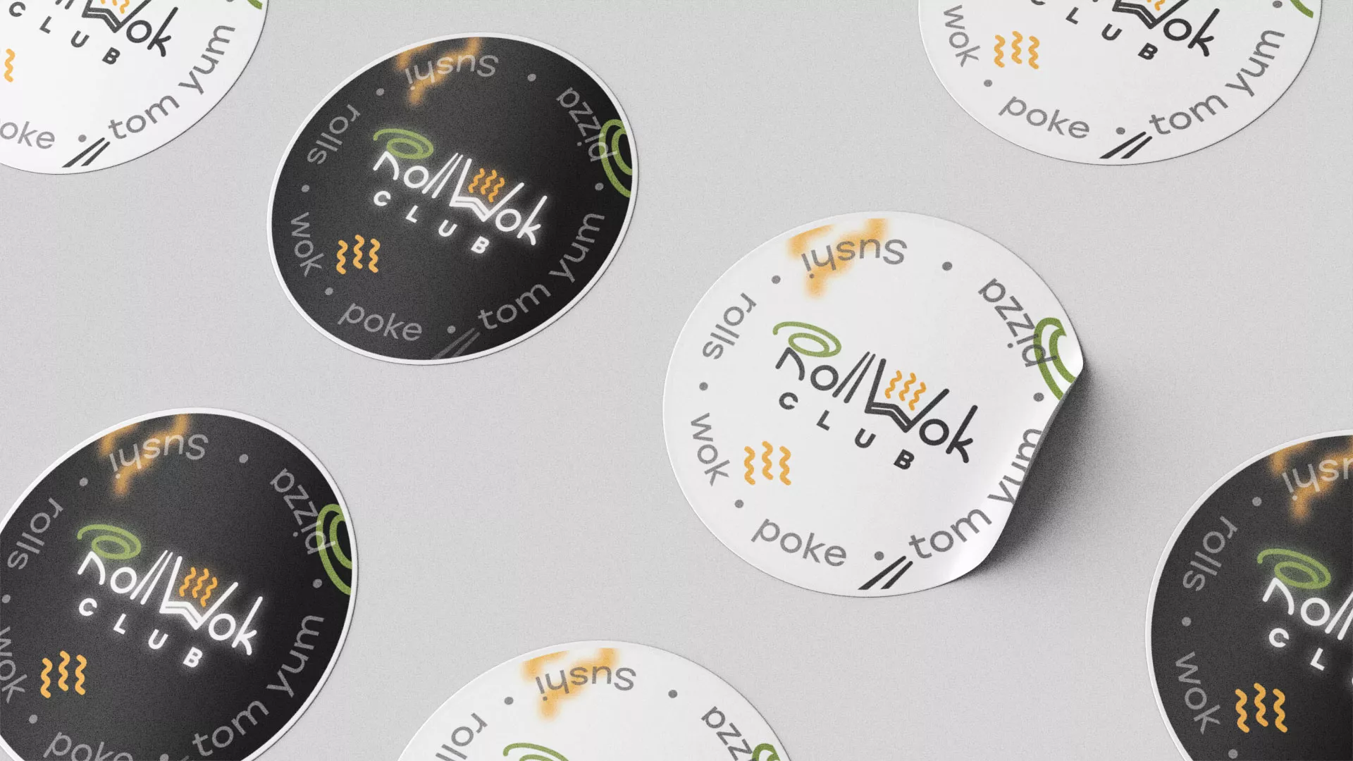 Разработка наклеек для суши-бара «Roll Wok Club» в Цивильске
